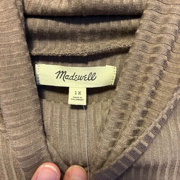 Madewell Ribbed Turtleneck Womens Size 1X Taupe Lightweight New - Picture 3 of 8